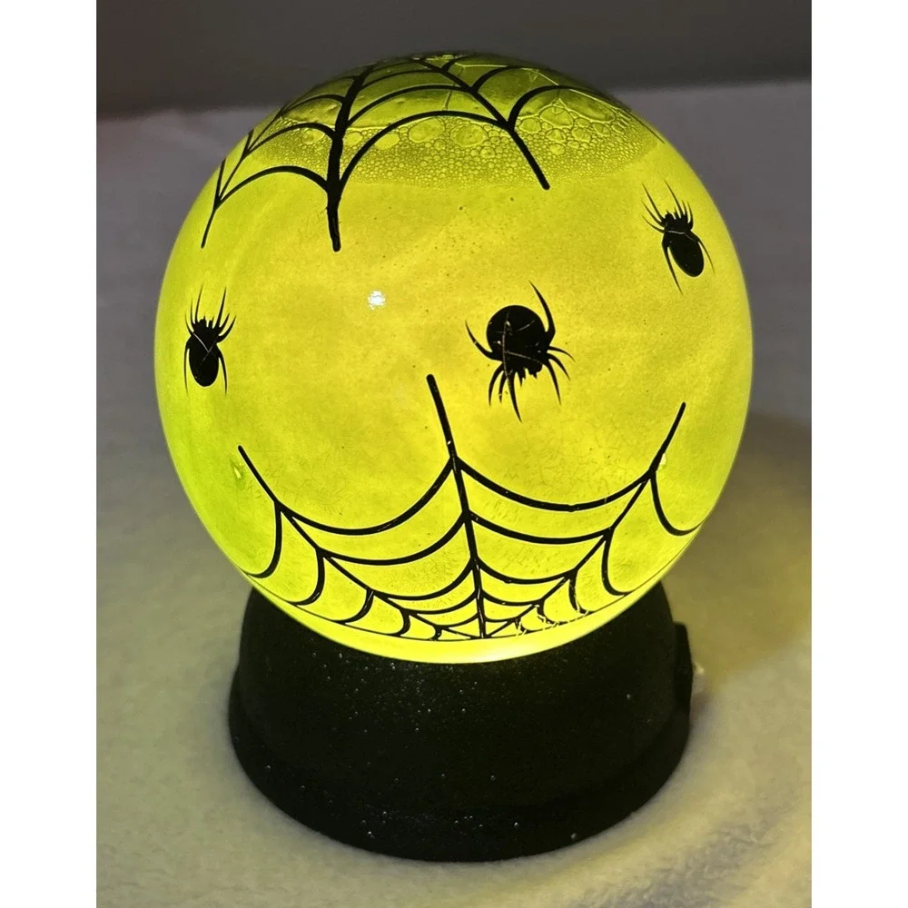 Raz 4019116 Spider Web Lighted Globe, 6 inches, Green